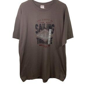 Gildan Ultra Cotton XL T-Shirt With Hilarious "Sailing Through Life" Graphic Cha